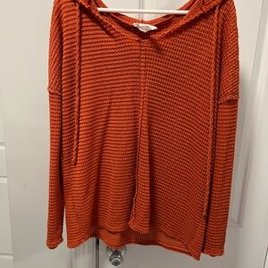 Orange Waffle Knit Hoodie